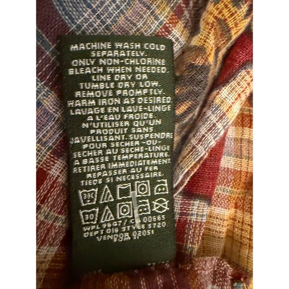 Eddie Bauer Plaid Floral Scarf Tassel Trim Boho Fall Lightweight Cotton Wrap OS - Picture 6 of 8